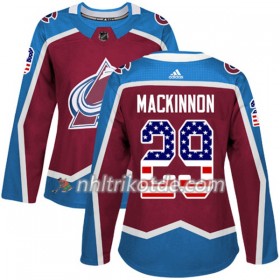 Colorado Avalanche Trikot Nathan MacKinnon 29 Adidas 2017-2018 Burgundy Rot USA Flag Fashion Authentic - Dame